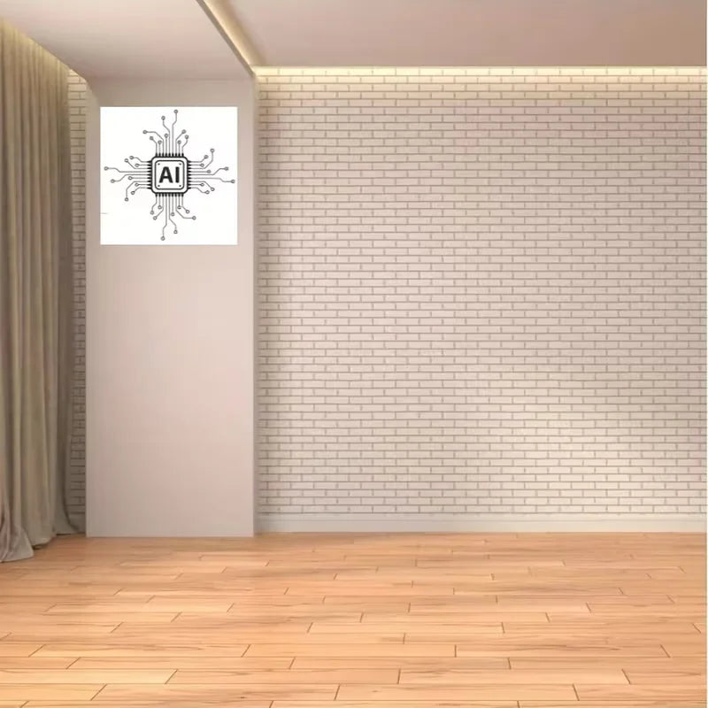 AI Technology Circuit Board Vinyl Wall Decal - Cartoon-Style Glossy Self-Adhesive Sticker for Glass, Office & Home Decor - Tech-
