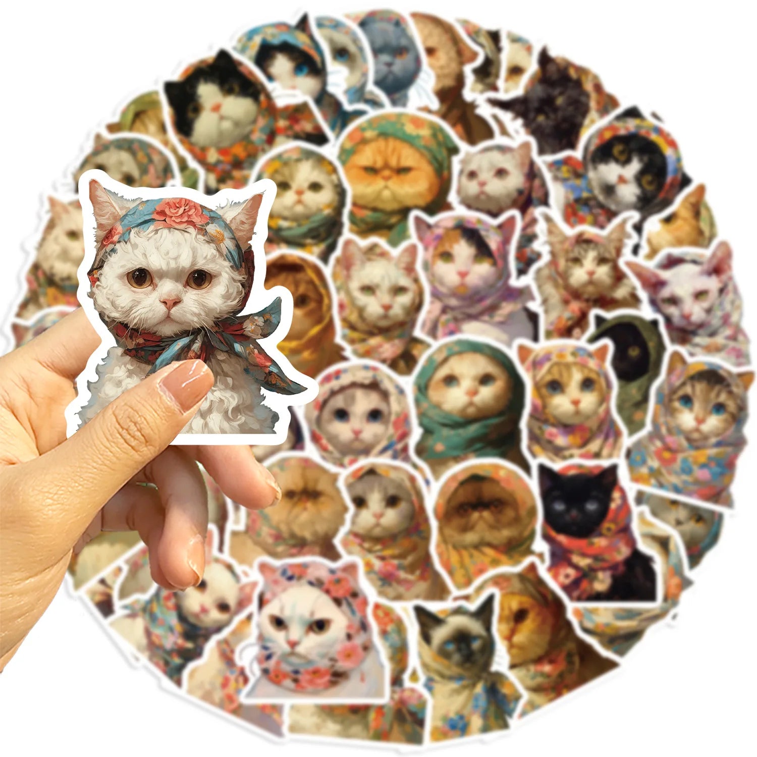 50/100PCS Cute Cartoon Headbands Cat Graffiti Stickers Guitar Notebook Luggage DIY Waterproof Stationery Stickers