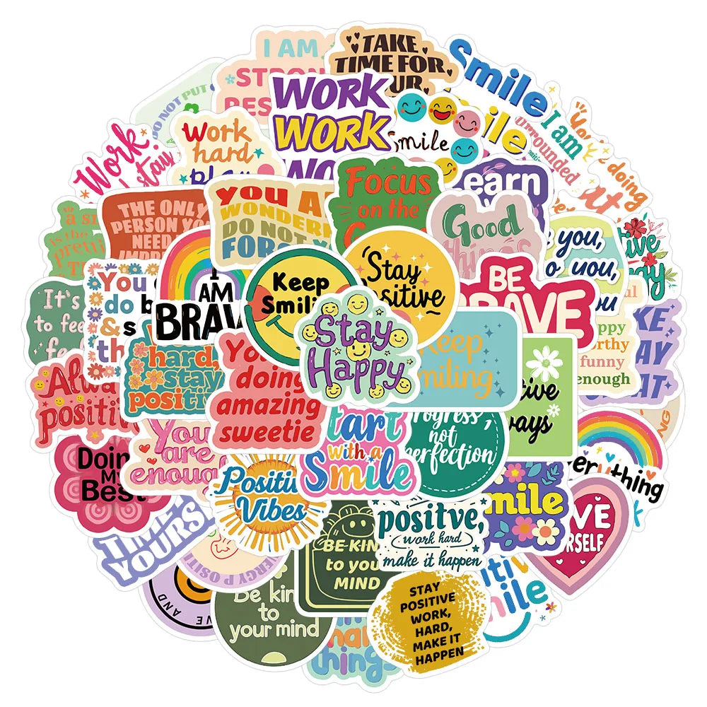50PCS Positive Positive Stickers Harajuku Kawaii Skateboard Graffiti Stickers DIY Notebook Phone Case Manual Decorative Stickers