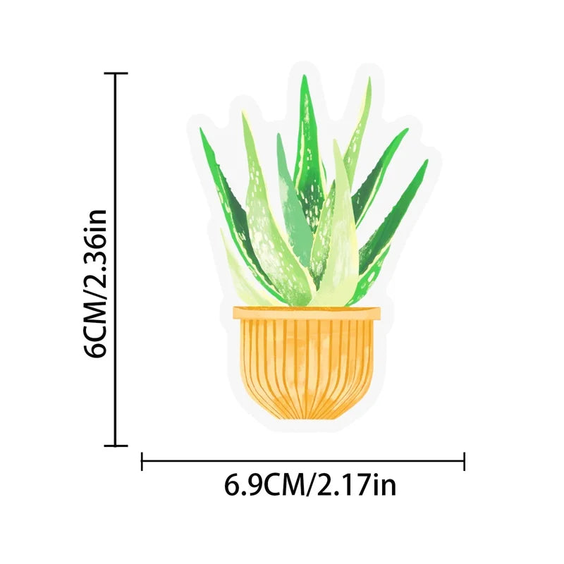 50PCS Fresh Nordic Style Plant PET Sticky Sticker Aesthetic Tear Open Decoration Scrapbooking Stationery Supplies for Kids