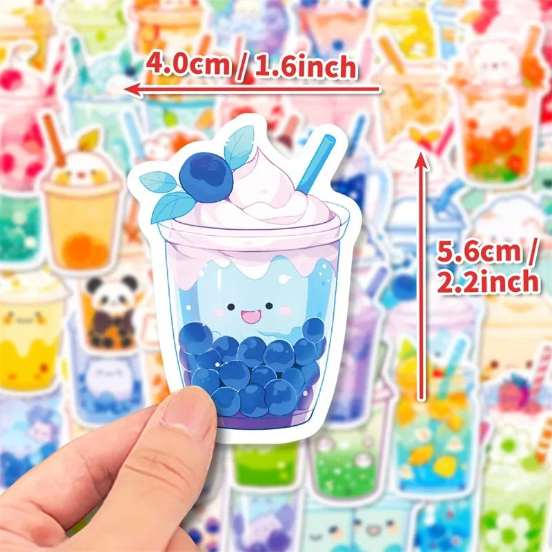 10/30/50PCS Panda Pearl Milk Tea PVC Sticker Aesthetic Children's Decoration Scrapbooking Stationery School Supplies for Kids