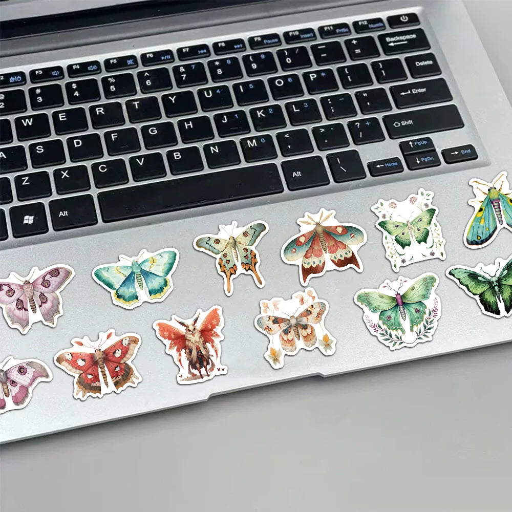 50PCS Colorful Moth Cartoon Stickers DIY Phone Cases Laptop Refrigerator Stickers Desktop Stickers Waterproof Stickers