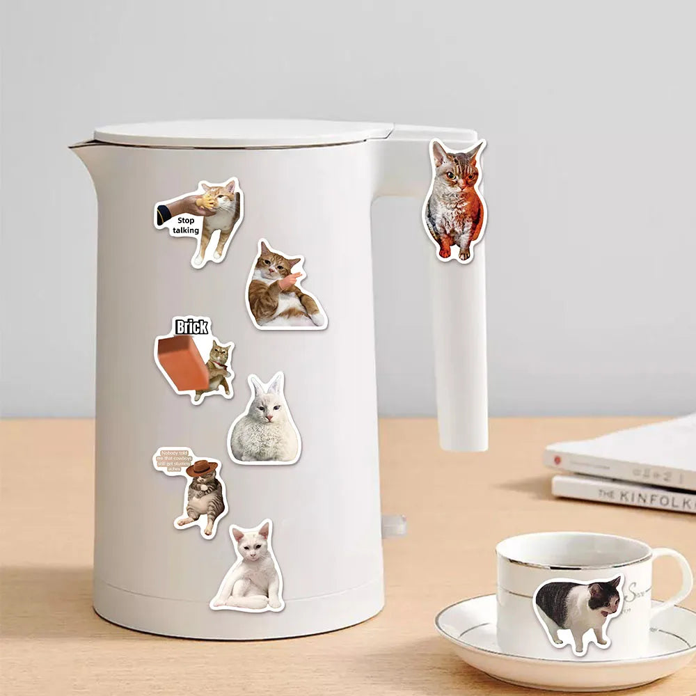 50PCS Creative Network Popular Cat Model Collection Handmade Account DIY Graffiti Manual Notebook Mobile Tablet Sticker Toy