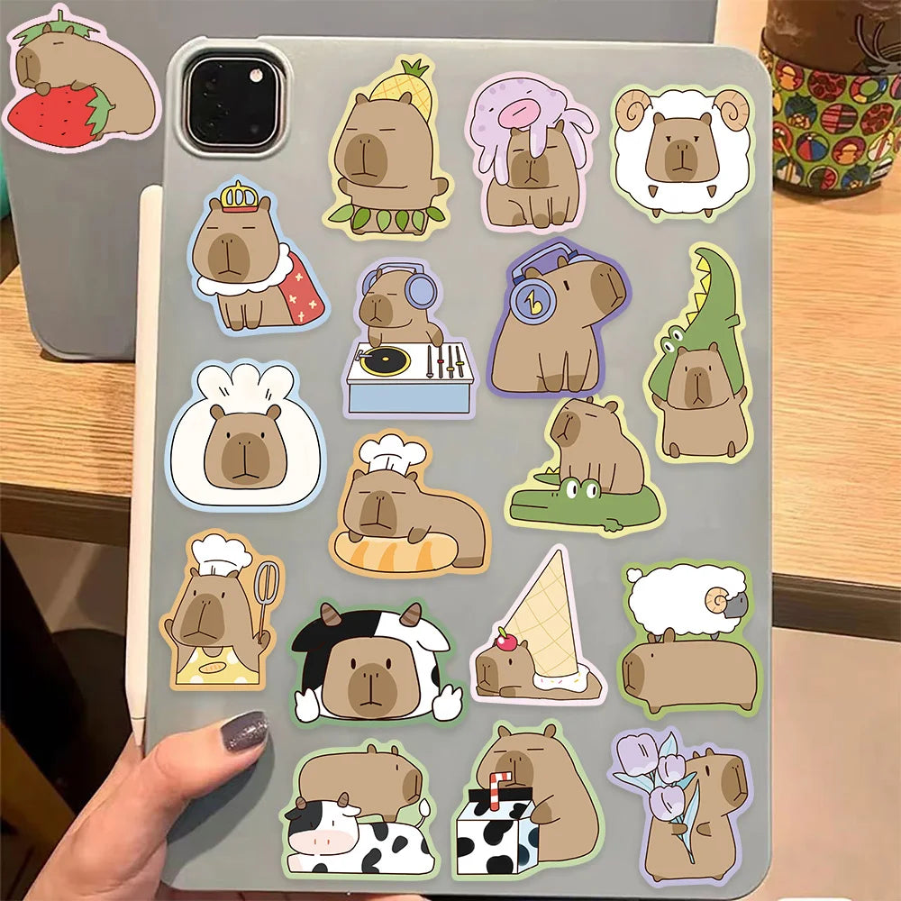 50PCS Fun Capibala Graffiti Stickers Cartoon Animal Graffiti DIY Manual Tags Bookrolls Laptop Tablet Stickers
