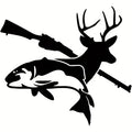 Sunset Graphics & Decals Fish Deer Gun Decal Vinyl Car Sticker Fishing Hunting For Cars Trucks Vans Walls Laptop