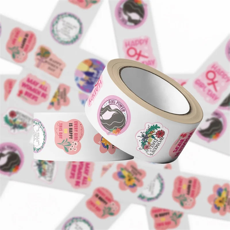 500PCS Kawaii Girl's Day Sticky Paper Sticker Labels Thank You Sticker Sealing DIY Decoration Scrapbooking Stationery Supplies