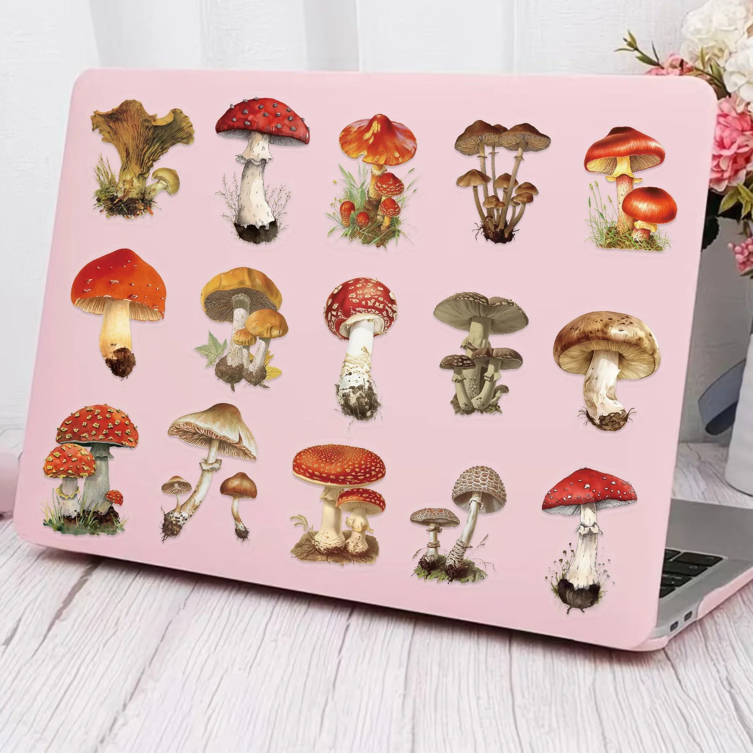 50/100 Cartoon Transparent Card PET Pass Vintage Mushroom Sticker - Waterproof Decorative Guitar Notebook Sticker