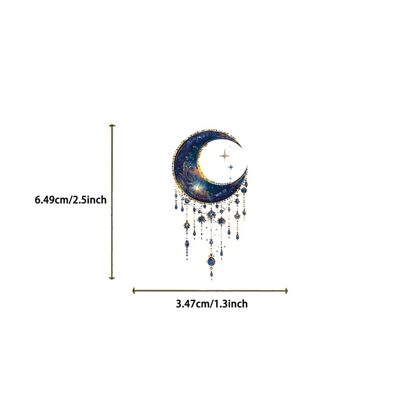 50PCS Dreamy Starry Moon PET Sticky Sticker Aesthetic Tear Open DIY Decoration Scrapbooking School Stationery Supplies for Kids