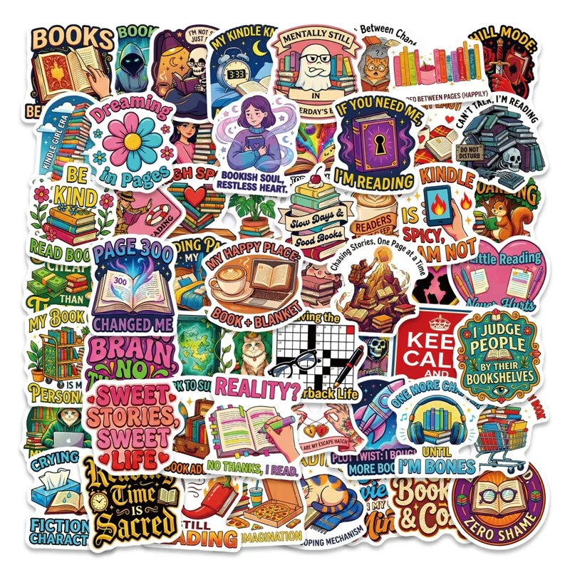 10/30/56PCS Creativity Reading Sticky Sticker PVC DIY Children's Laptop Luggage Skateboard Stationery Decoration Scrapbooking
