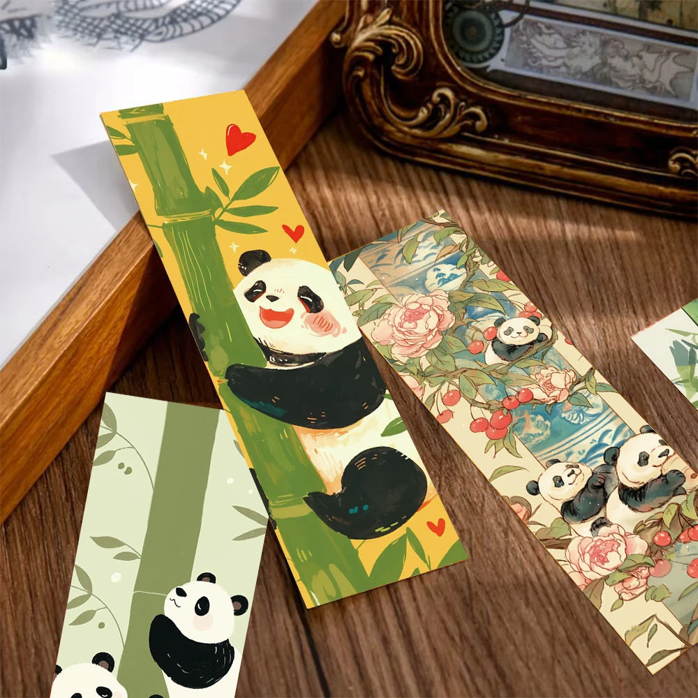 30PCS Cute Panda Bookmark Reading Books Suitcase Annotated DIY Phone Stationary Pages Supplies Cards Cartoon Marking Bookmarks ﻿