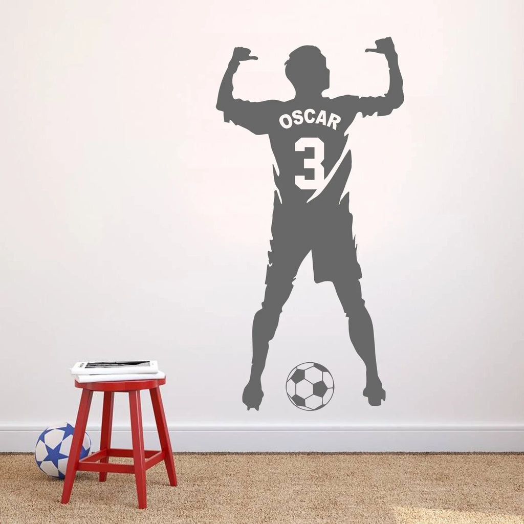 PERSONALISED FOOTBALLER SHIRT WALL ART STICKER BOYS KIDS CHILDREN'S BEDROOM