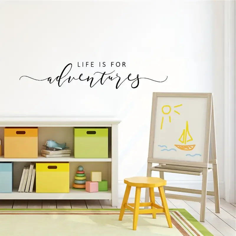 1pc Lettering Wall Sticker, Life Is For Adventures Wall Decal, Inspirational Quote Vinyl Wall Decor, Travel Quotes Decoration