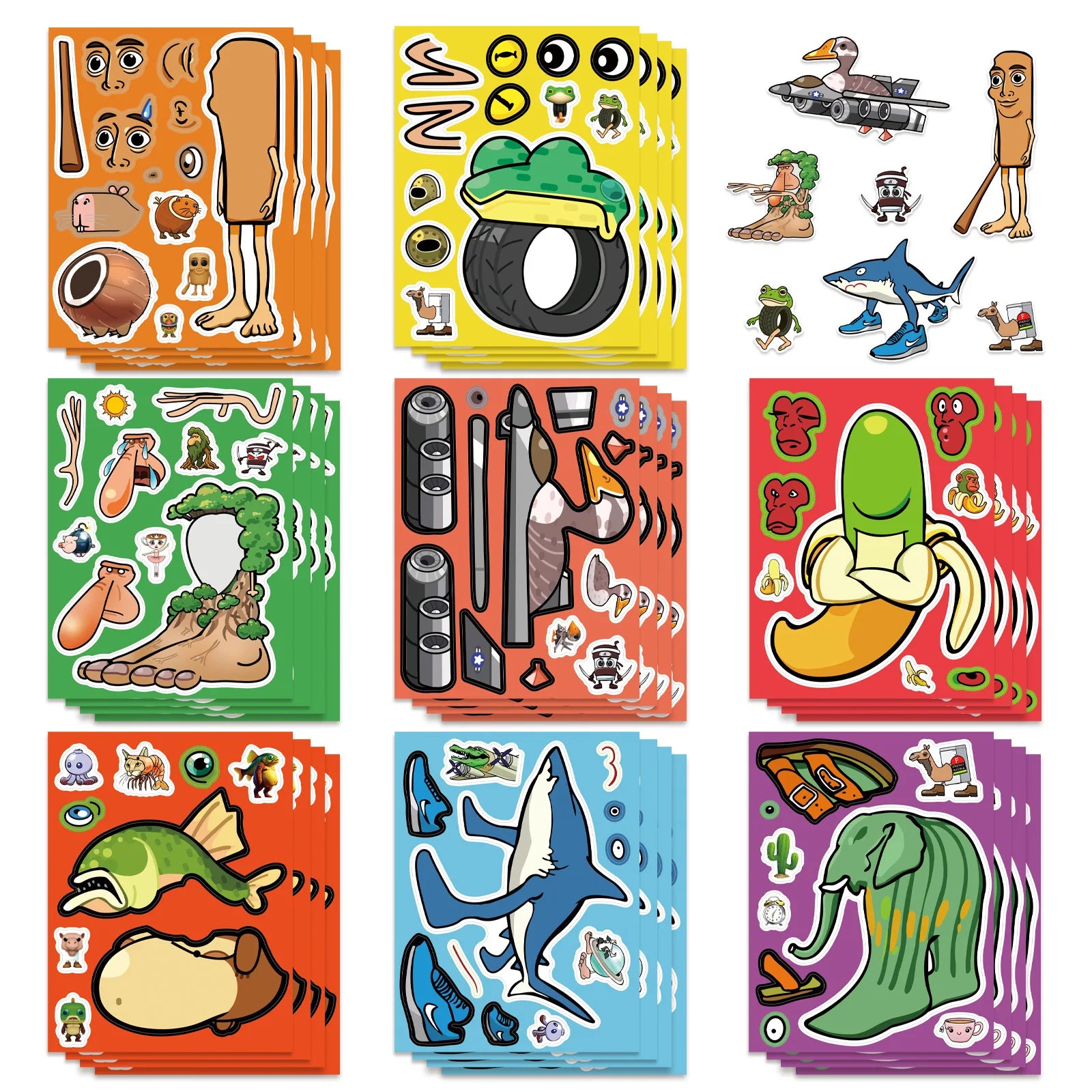 8/16/24PCS Cartoon Mountain Seafood Puzzle Sticker Fun Toy DIY Handmade Puzzle Stationery Notebook Sticker
