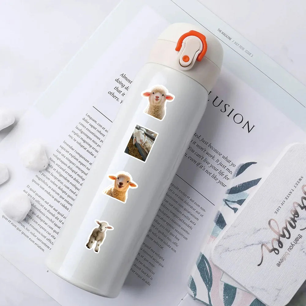 50PCS Realistic Lamb Stickers, Cute Sheep Children Student Stationery Notebook Phone Case Journal Waterproof Decorative Sticker