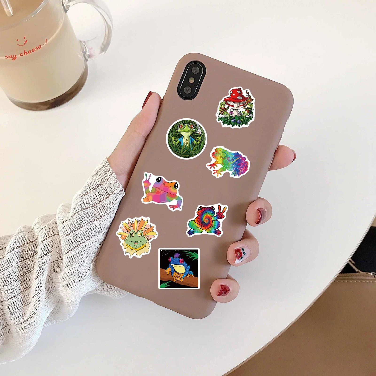 50PCS Psychedelic Frog Stickers Cute Nostalgia Golden Laptop Luggage Home Decoration Harvest Graffiti Diary Packaging Decals
