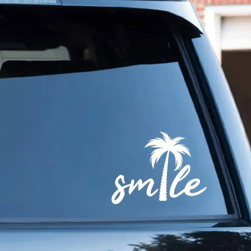 Smile Palm Tree Beach Car Sticker Nautical Theme Removable Waterproof Window Body Decal