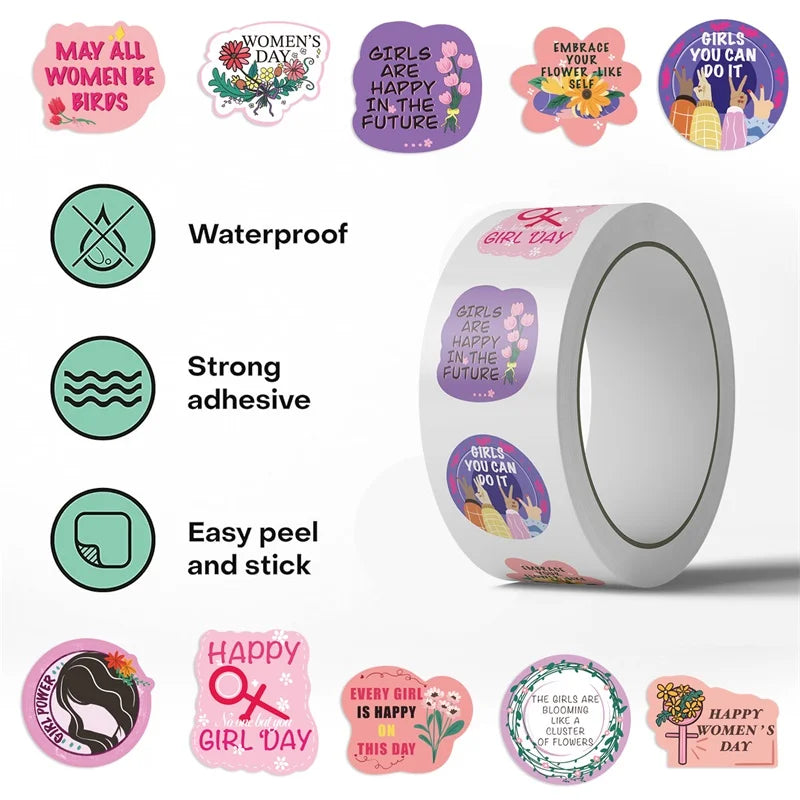 500PCS Kawaii Girl's Day Sticky Paper Sticker Labels Thank You Sticker Sealing DIY Decoration Scrapbooking Stationery Supplies