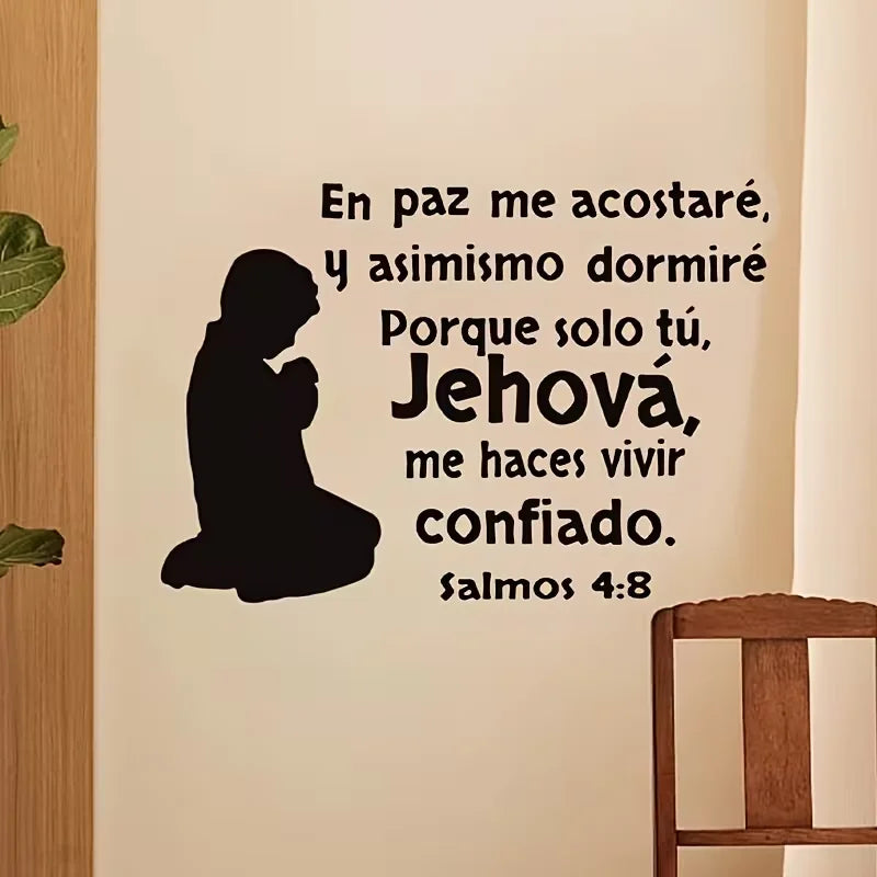 Black Boy Side Shadow Prayer English Wall Sticker, Decorate Hotel, Homestay, Office, Bedroom, Living Room, Kitchen, Dining Room,