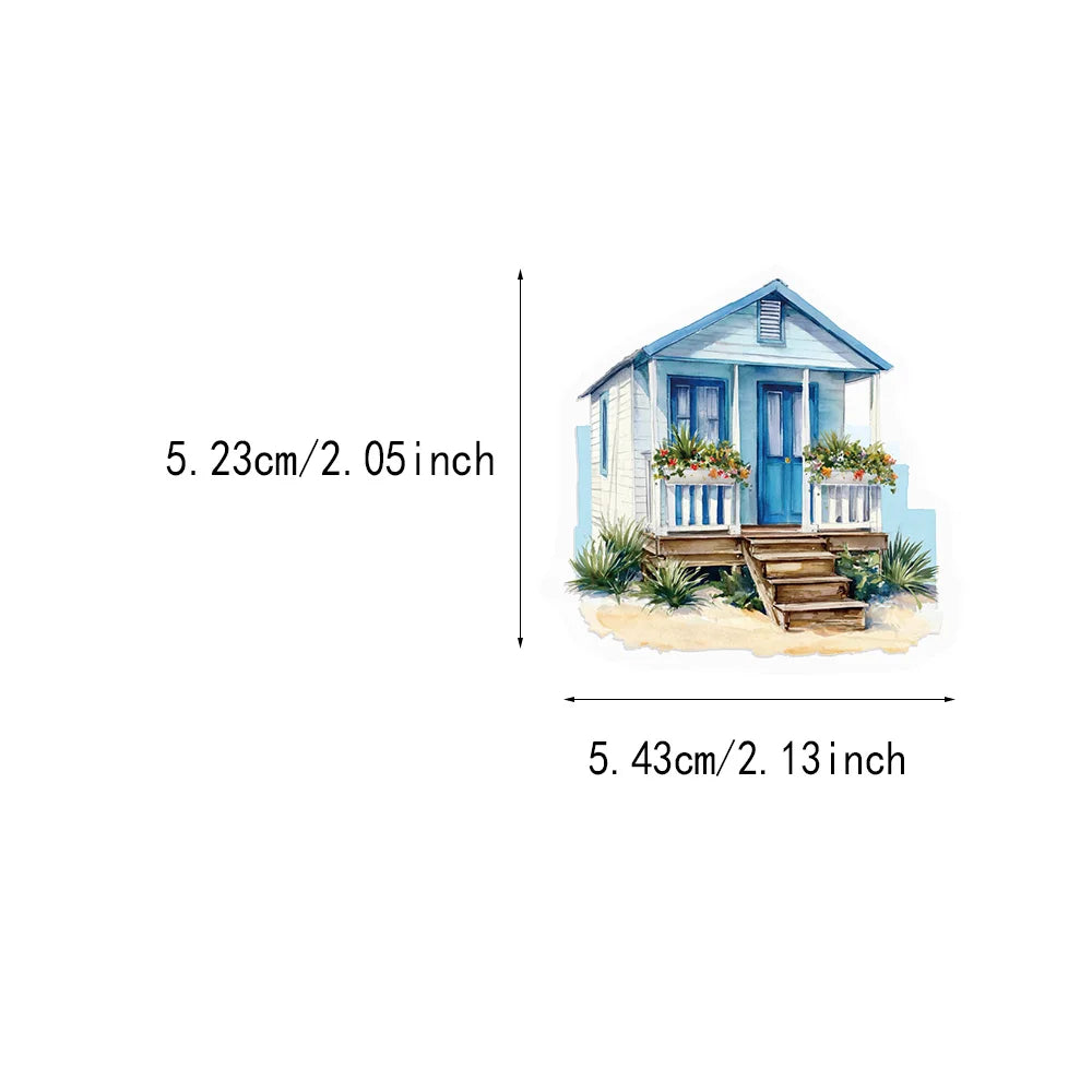 50PCS Summer Beach Blue Cartoon Decorative Stickers DIY Graffiti Skateboard Phone Case Tablet Decorative Toy Stickers