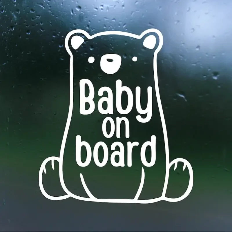 Bear Baby On Board Vinyl Decal - Car Decal, Rear Window Decal, Bumper Sticker