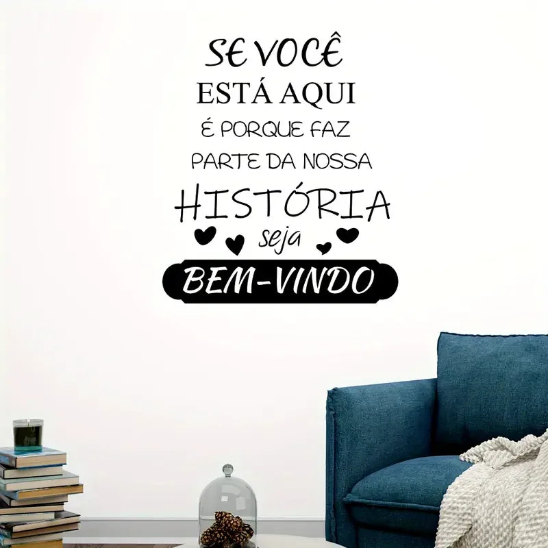 1pc "You Are Part of Our History" Portuguese Wall Sticker - Removable Vinyl Decal with Heart Accents for Living Room, Bedroom, D