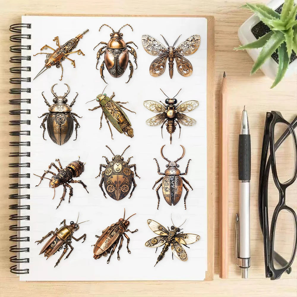 50PCS Steam Insect Mechanical Creative Decoration Graffiti Stickers DIY Phone Case Laptop Tablet Toy Stickers