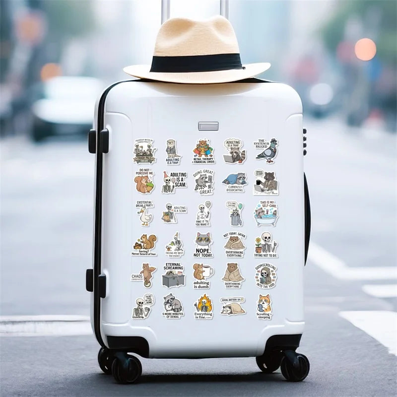 10/30/50PCS Animal Bad Taste Humor Sticky PVC Sticker Stationery DIY Laptop Luggage Skateboard Decoration Scrapbooking