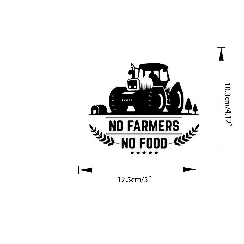 Support Farmers Outfit No Farmers No Food Bumper Sticker Vinyl Decal