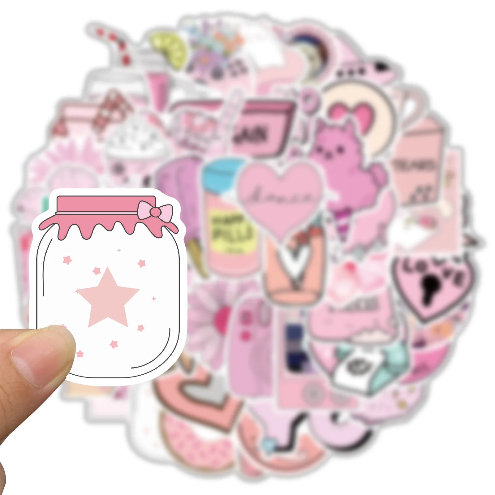 150PCS Pink Cartoon Girl Graffiti Stickers Luggage Guitar Waterproof Stationery Pen Holder Notebook Decorative Stickers