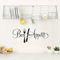 Reusable Self-Adhesive BON Appetit Wall Decal - Modern Geometric Kitchen Decor with Elegant Cursive Lettering, No Residue Remova