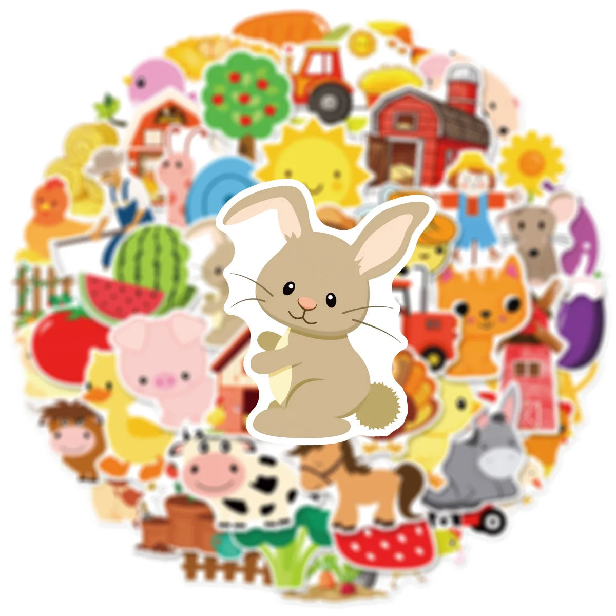 50/100 Pcs Cute Cartoon Farm Ranch Stickers Doodle for Cup Suitcase Stationery Box Scrapbook Printer Pen Holder Removable Decals