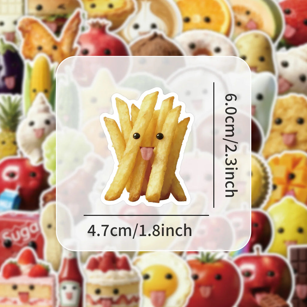 50/100/150 Pcs Funny Cartoon Fruit with Faces Stickers Reusable for Reward Notebook Stationery Box Desk Fridge Suitcase
