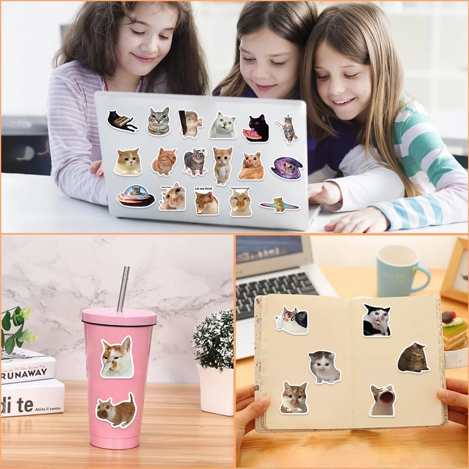 50Pcs Creative Network Popular Cat Meme Collection Hand Account DIY Graffiti Stickers Water Cup Skateboard Stickers
