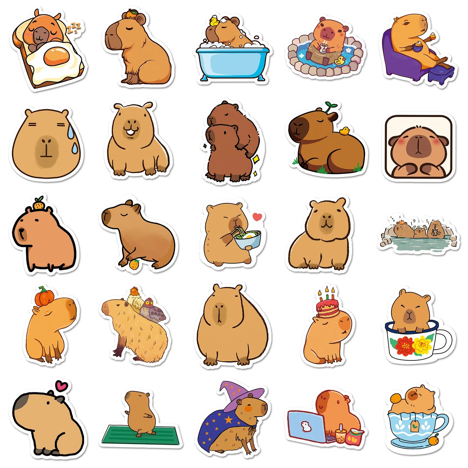 100Pcs Capybara Graffiti Stickers Cute Stationery School Supplies Decor Decals Notebook Phone Case Fridge Luggage DIY Stickers