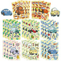 8 Pcs Cartoon Racing Cars, Engineering Cars Make a Face Stickers, DIY Handmade Account, Notebook Decoration Stickers