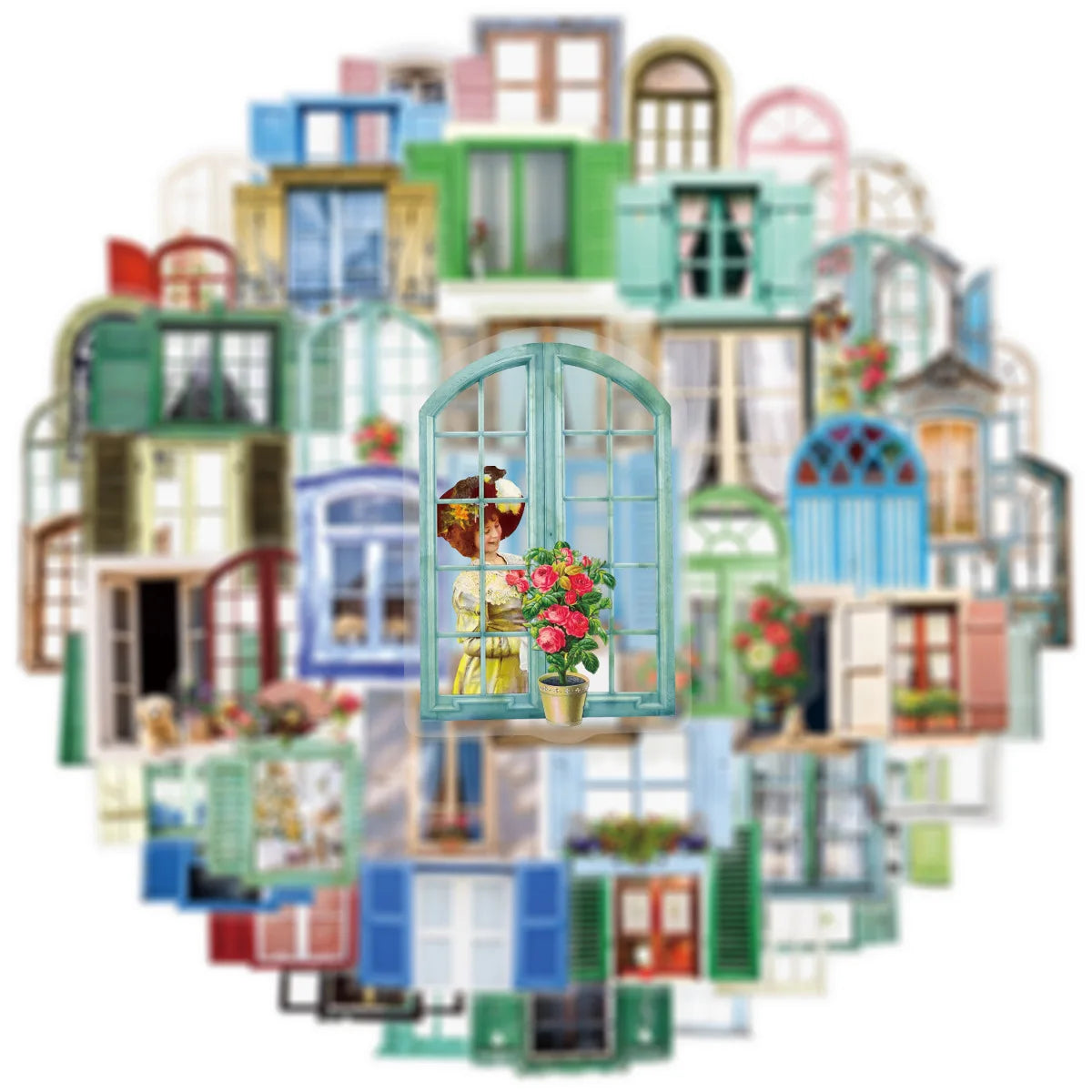50/100Pcs PET Clear Window Stickers-Vintage Map Cutout Decals for Laptop Phone, Notebook, Stationery, Guitar Waterproof Stickers