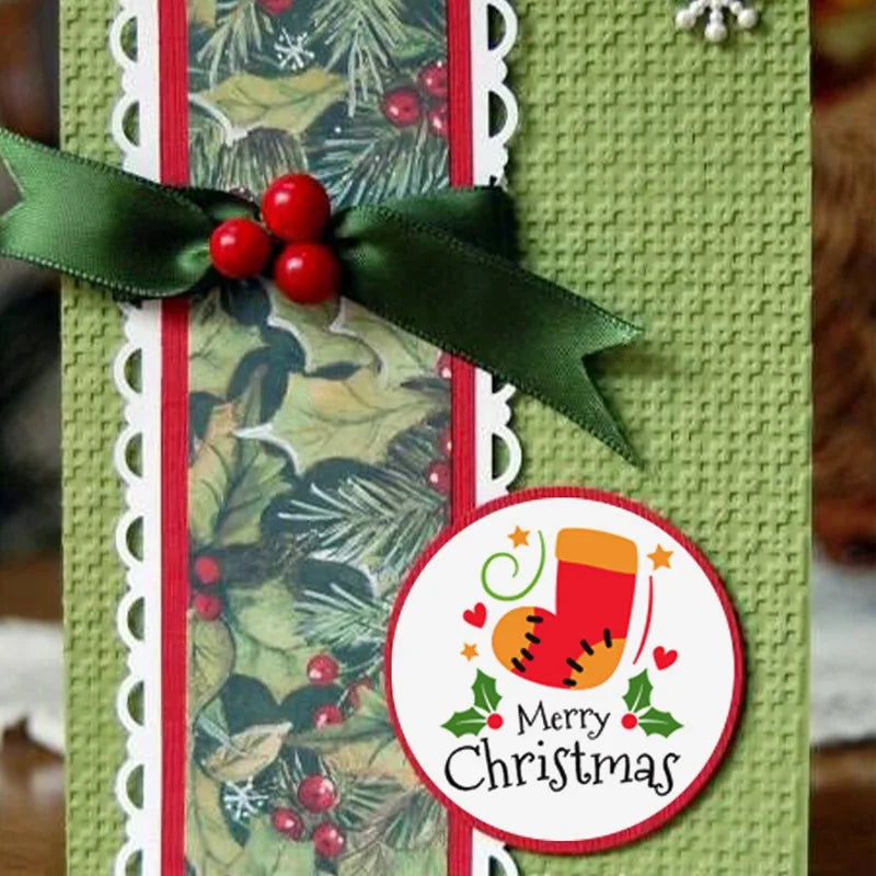 500 Pcs Christmas Stickers Roll - 1 Inch Self Adhesive Envelope & Round Stickers for Xmas Party Supplies, Holiday Greetings