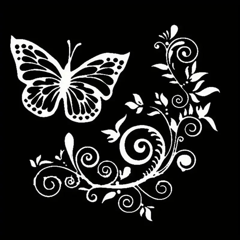 Car Stickers Only Butterfly Flower Fun Car Sticker, Exterior Decoration for Cars and Motorcycles, Reflective Vinyl Decal