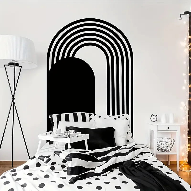 Geometric Removable Self-Adhesive, Suitable for Decorating Walls in Minimalist Style Archway Striped Black Wall Stickers,
