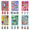 6/12/18PCS Colorful Space Exploration Puzzle Face Changing Sticker Cartoon Rocket Astronaut Hands on Sticker