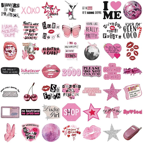 10/30/50PCS Cute Pink Girl Lip PVC Sticky Sticker Aesthetic Stationery DIY Children's Decoration Scrapbooking School Supplies
