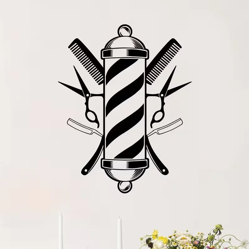 Barber Shop Wall Sticker Vinyl Windows Decal Beauty Salon Wall Sticker Hair Salon Home Decoration Art Interior Design Door Decor