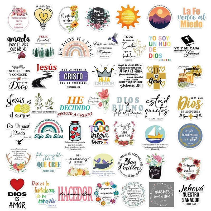 10/30/50PCS Cute Spanish Bible PVC Sticker Aesthetic Decoration Scrapbooking Korean Stationery School Supplies for Kids