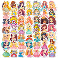 50 PCS Cartoon Dresses Girl Princess Stickers, Kindergarten Children's Toys Doodle Princess Stickers