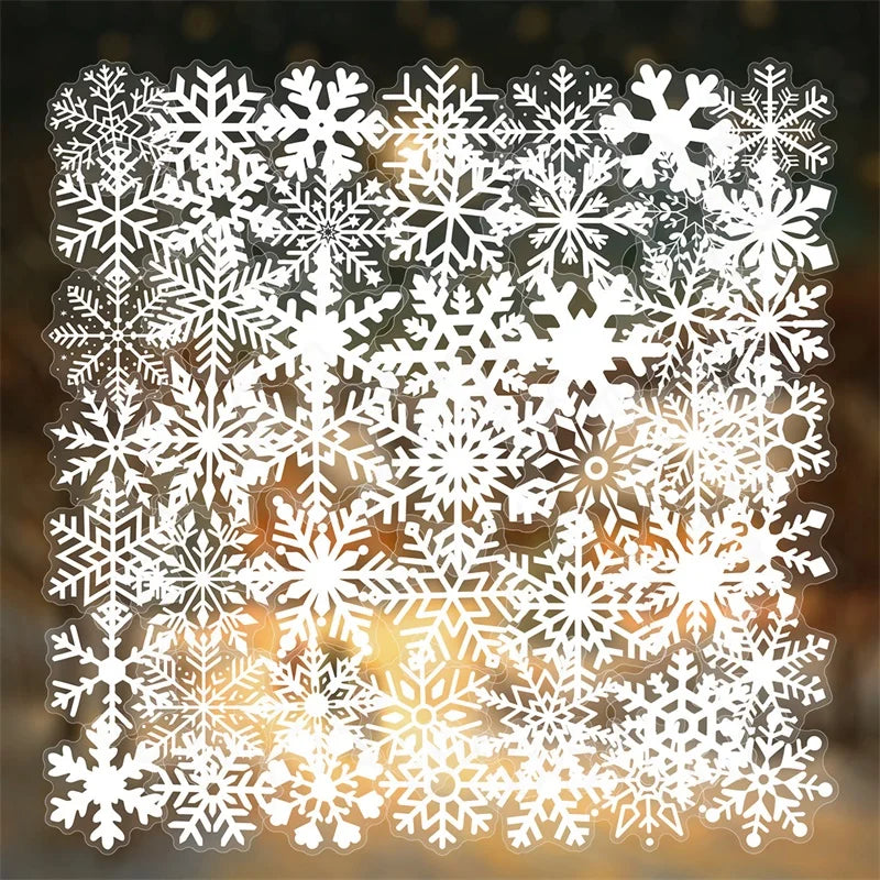 50PCS Transparent White Snowflake PET Phone Sticker Aesthetic Tear Open Decoration DIY Laptop Luggage Graffiti Decals