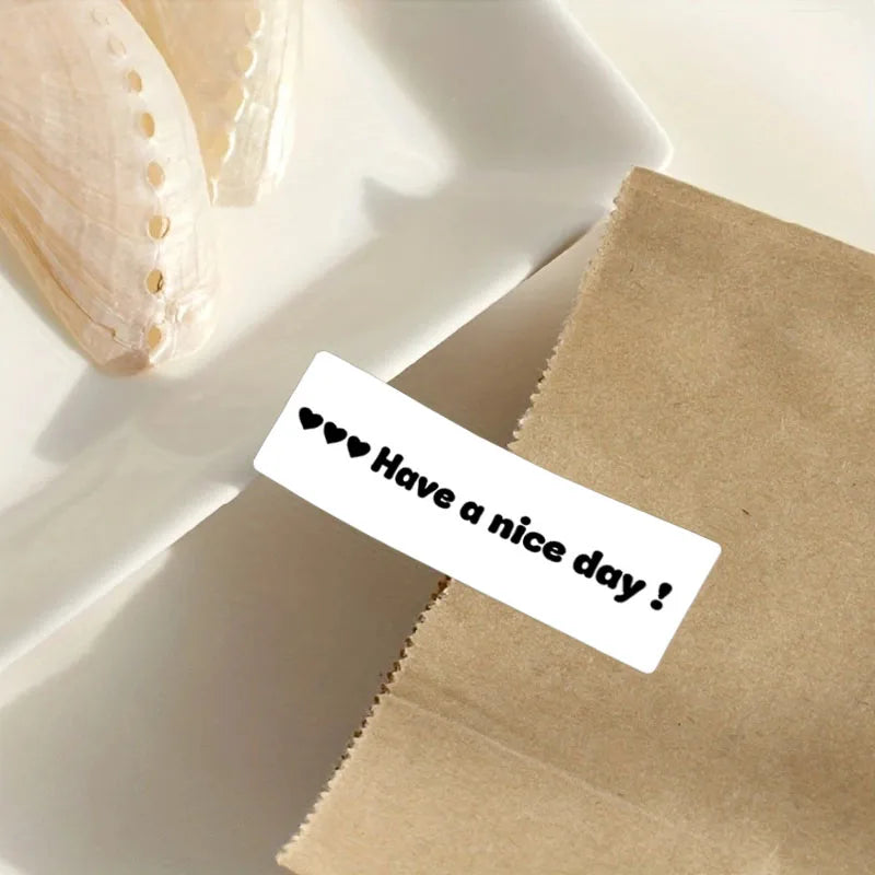 120Pcs/Roll Have a Nice Day Hand Heart Stickers 1*3inch 3 Designs Diy Office index label Adorn Gifts, Notebook, Package Seal