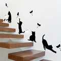 1pc Creative Wall Sticker, Cartoon Black Cat Pattern Self-Adhesive Wall Stickers, Bedroom Entryway Living Room Porch Home Decora