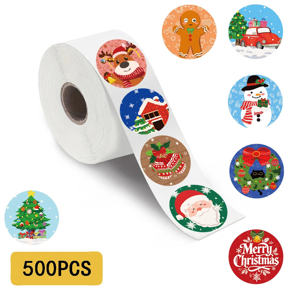 500PCS Christmas Cartoon Roll Sticker Scrapbooking Laptop Skateboard Suitcase Phone Skateboard Coffee Art Graffiti Stickers