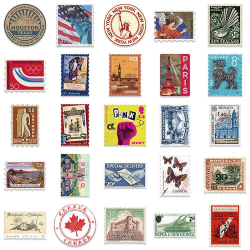 10/30/50PCS Vintage Travel Sticker Aesthetic Sketchbook for Kids PVC Decoration Scrapbooking Children's School Stationery Supply