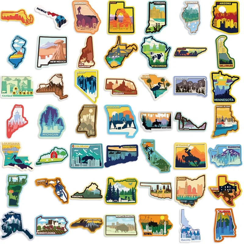 10/30/50PCS Colored USA PVC Sticker Aesthetic Children's Stationery DIY Decoration Scrapbooking School Supplies for Kids